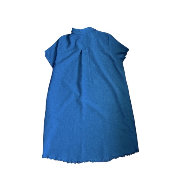 Umgee | Gauzy Raw Hem Blue Tunic Dress With Pockets Size Medium - Picture 2 of 11